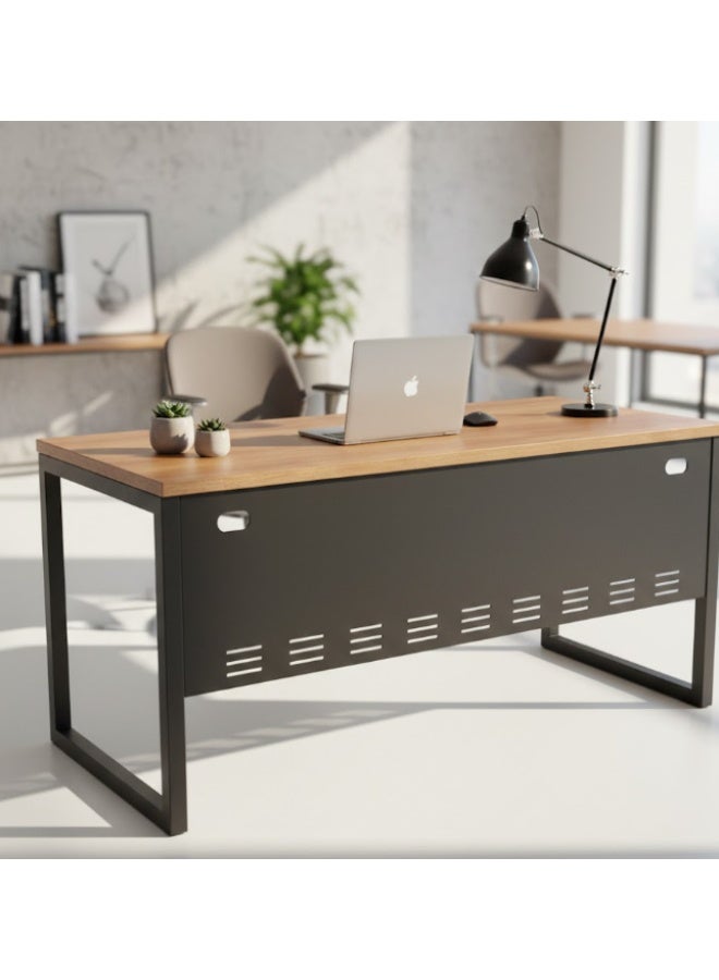 AGM مكتب موظف عصري 120×60×75 سم – مكتب عالي الجودة من خشب MDF وإطار معدني – مناسب للمكتب والمنزل - Image 4